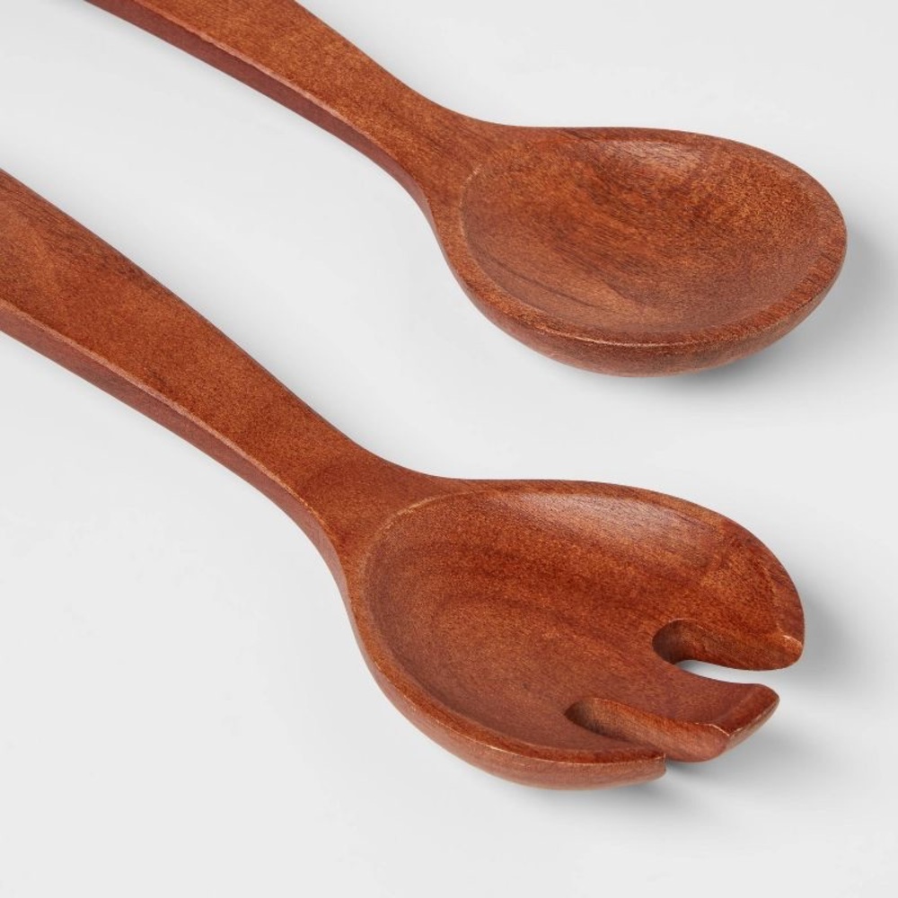 THRESHOLD NEW 2pc wood serving utensil set -brown